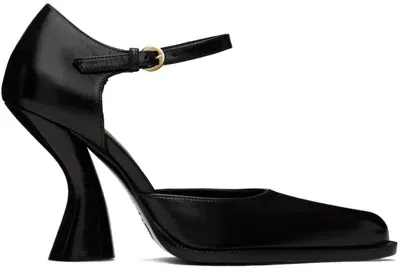 Dries Van Noten Black Leather Heeled Sandals In 900 Black