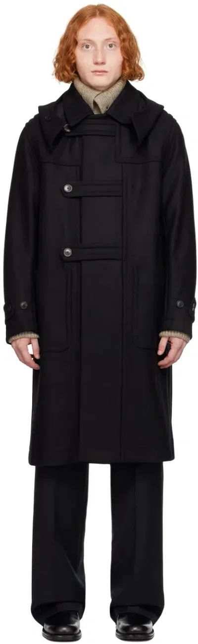 Dries Van Noten Black Wool Coat In 900 Black