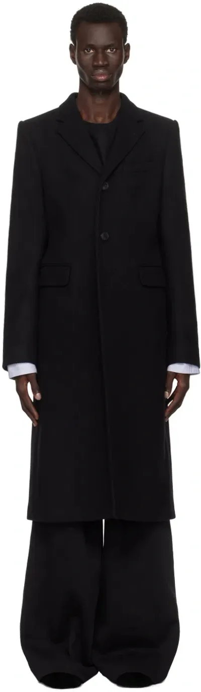 Dries Van Noten Black Wool Coat In 900 Black