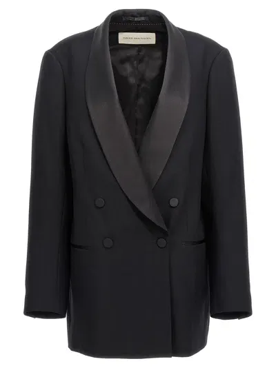 Dries Van Noten Oversized Wool And Silk-blend Blazer In Black