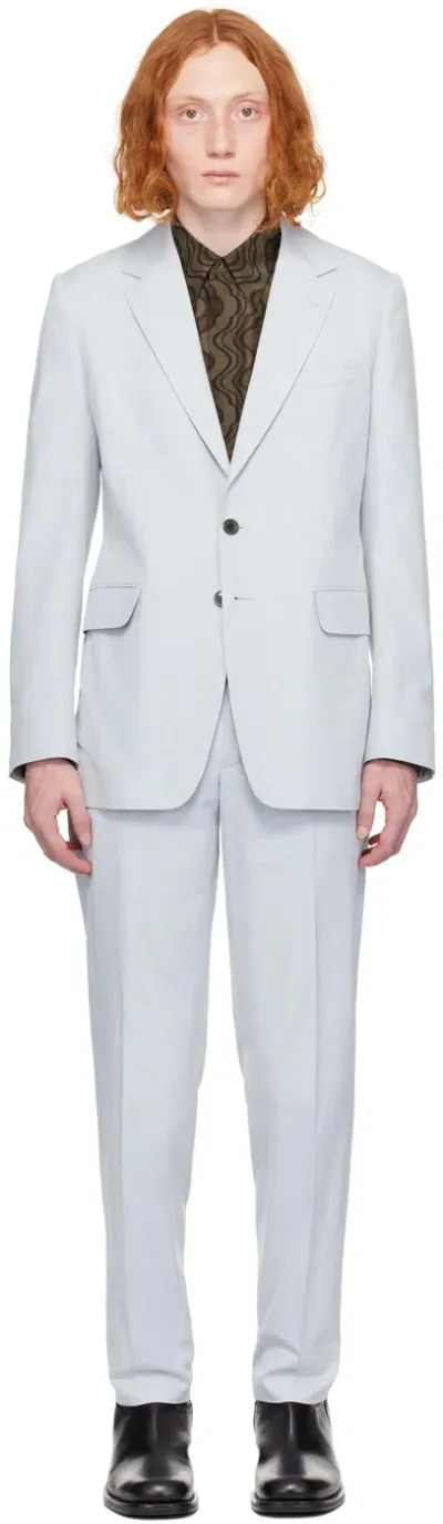 Dries Van Noten Blue Notched Lapel Suit In 514 Light Blue