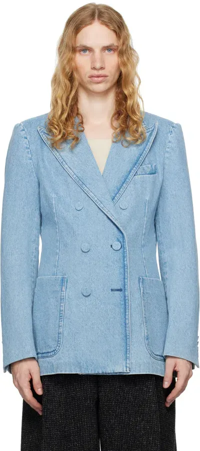 Dries Van Noten Blue Tight-fit Denim Blazer In 514 Light Blue