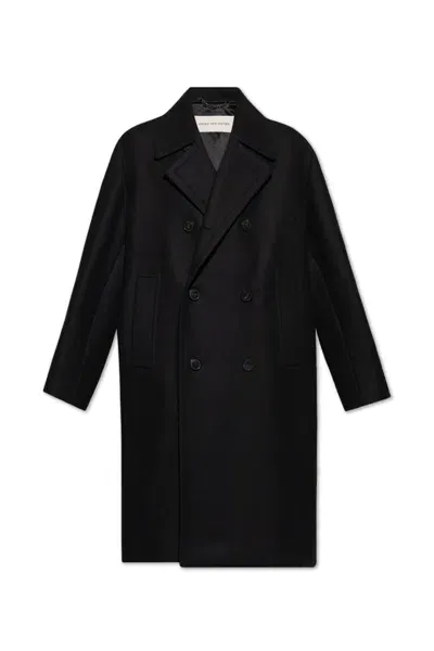 Dries Van Noten Double-breasted Long Sleeved Coat In Blue