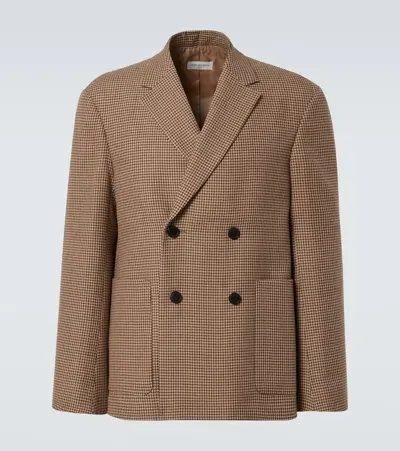 Dries Van Noten Double-breasted Wool Blazer In Brown