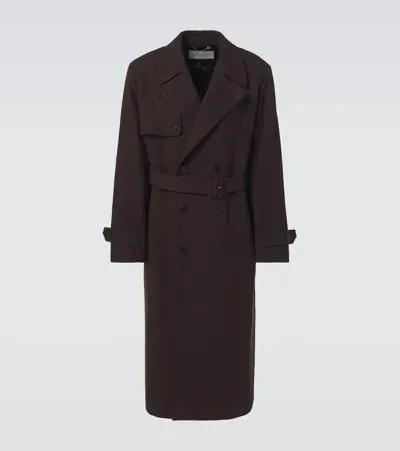 Dries Van Noten Double-breasted Wool-blend Coat In Brown