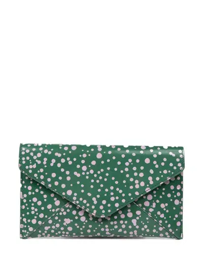 Dries Van Noten Envelope Polka Dot Print Wallet In 绿色