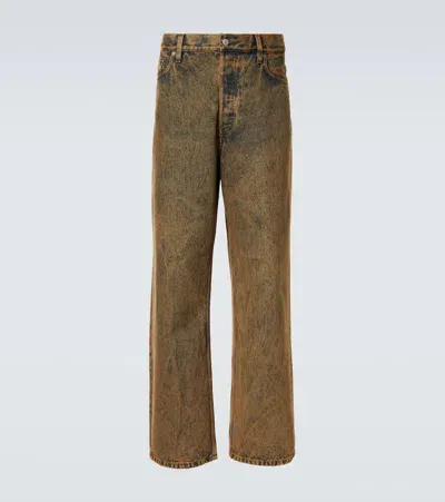 Dries Van Noten Faded Straight Jeans In Brown