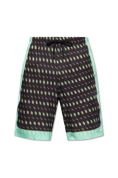 Dries Van Noten Graphic Printed Drawstring Shorts In Multi