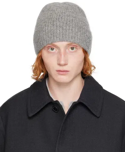 Dries Van Noten Gray Alpaca & Merino Wool Beanie In 804 Mid Grey