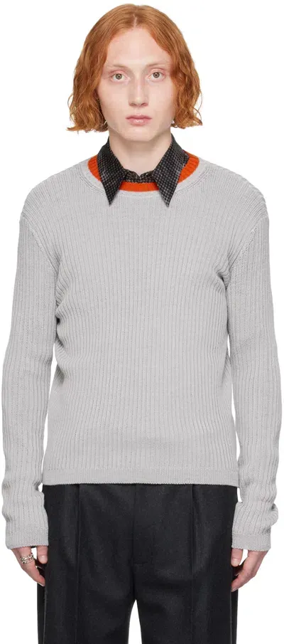 Dries Van Noten Gray Crewneck Sweater In 800 Light Grey