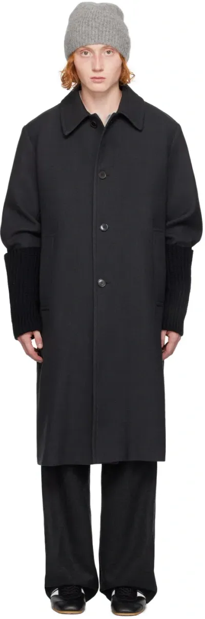 Dries Van Noten Gray Single-breasted Coat In 901 Anthracite