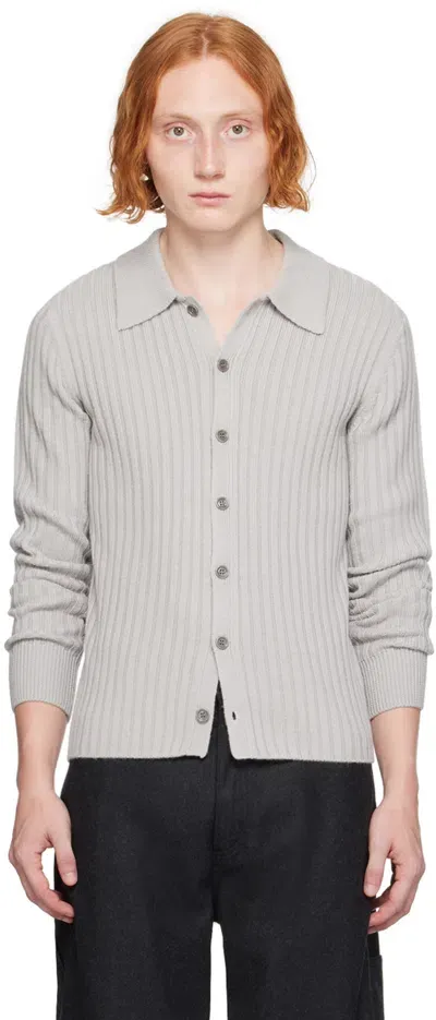 Dries Van Noten Gray Spread Collar Cardigan In 800 Light Grey