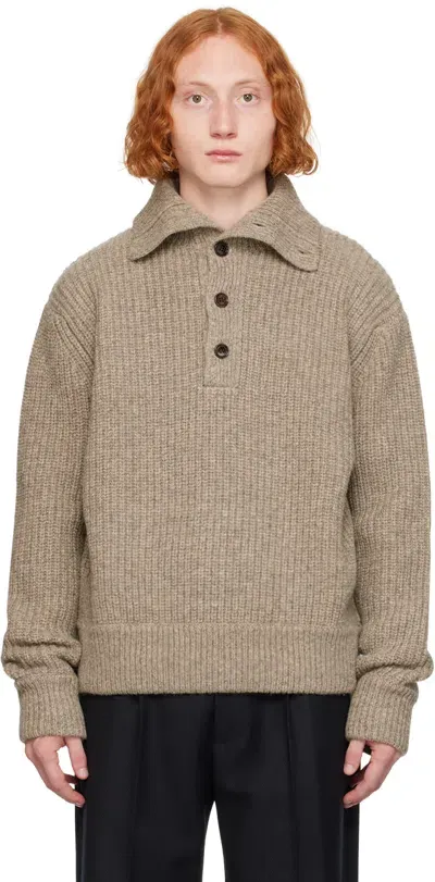 Dries Van Noten Gray Virgin Wool Polo In 813 Grey Melange