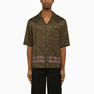 Dries Van Noten Khaki Cassi Viscose Shirt In Brown