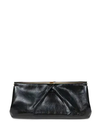 Dries Van Noten Large Leather Clutch Bag In Black