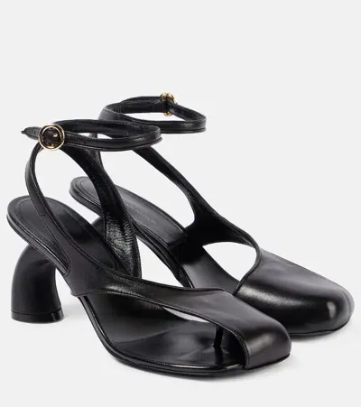 Dries Van Noten Leather Thong Sandals In Black