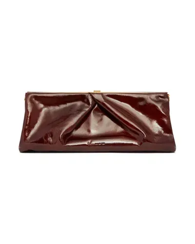 Dries Van Noten Logo Embossed Large Clutch Bag In Brown