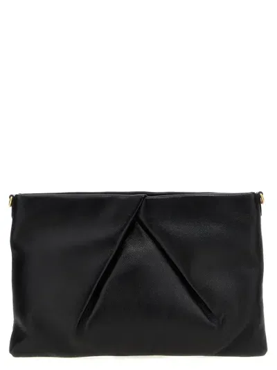 Dries Van Noten Logo Leather Clutch Bag In Black