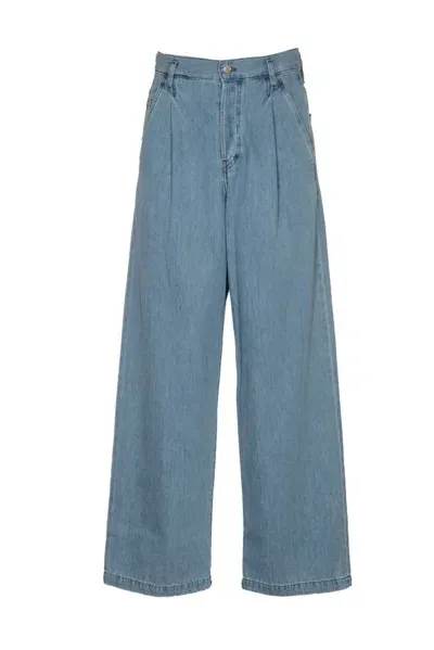 Dries Van Noten Logo Patch Wide Leg Jeans In Blue