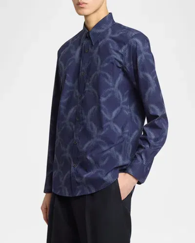 Dries Van Noten Men's Corbino Sport Shirt In Blue