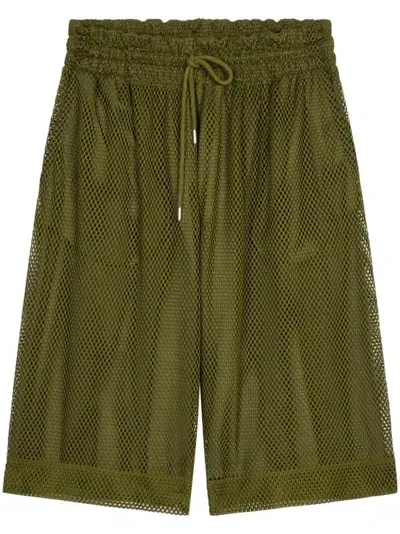 Dries Van Noten Mesh Bermuda Shorts In Green