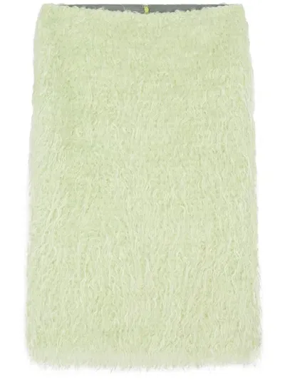 Dries Van Noten Mohair Pencil Skirt In Green