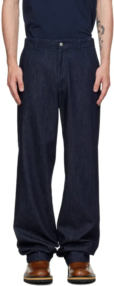 Dries Van Noten Navy Straight-leg Jeans In 507 Indigo