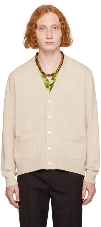 Dries Van Noten Off-white Merino Wool Cardigan In 5 Ecru