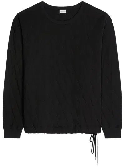 Dries Van Noten Padded Cotton T-shirt In Black