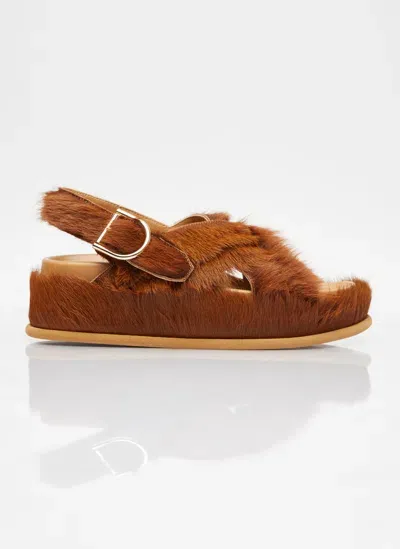 Dries Van Noten Ponyhair Sandals In Brown