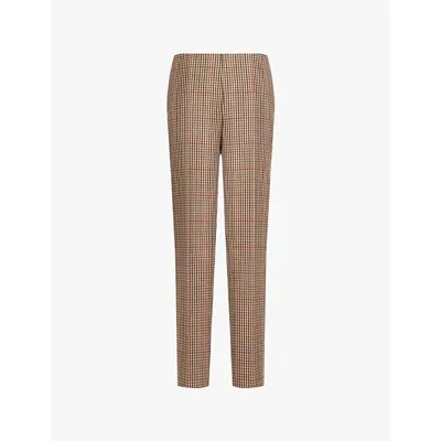 Dries Van Noten Womens Rust Prati Checked Wool Trousers In Brown