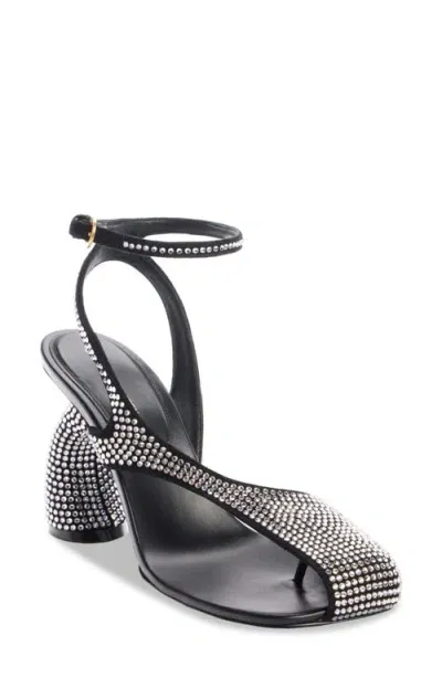 Dries Van Noten Strass Asymmetric Sandal In Black