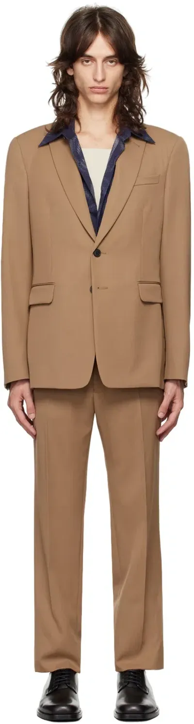 Dries Van Noten Tan Single-breasted Wool Suit In 712 Tan