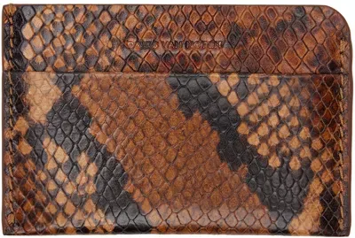 Dries Van Noten Tan Snake-embossed Card Holder In 712 Tan