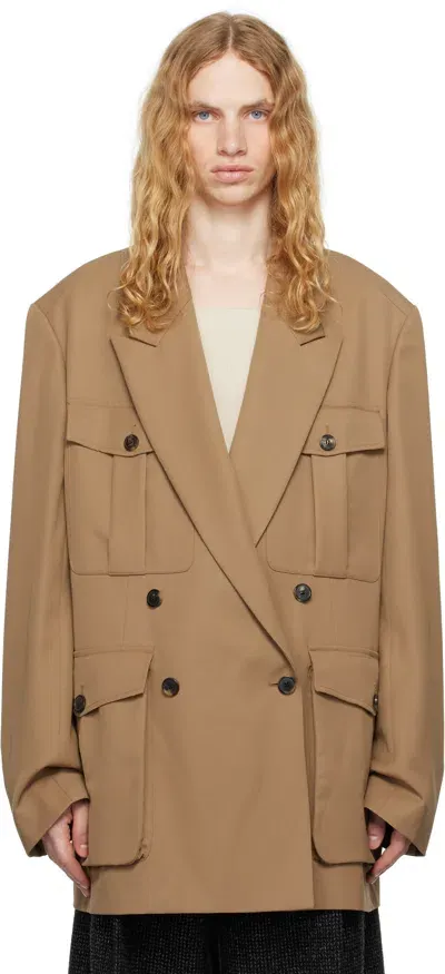 Dries Van Noten Tan Wool Blazer In Tan 712