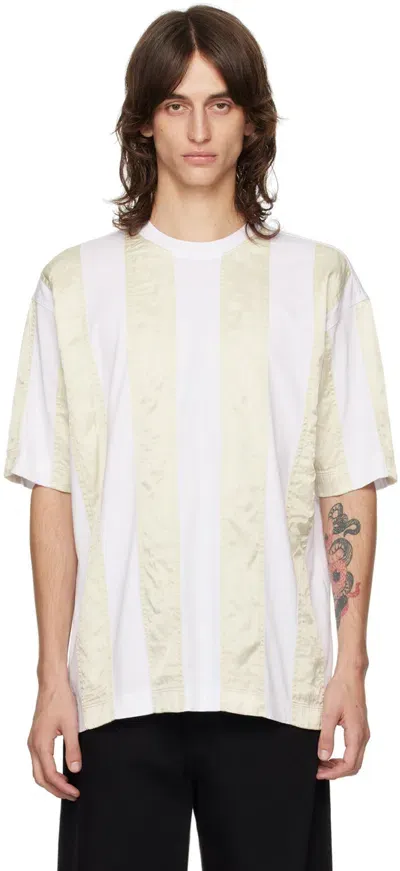 Dries Van Noten White & Beige Paneled T-shirt In 1 White