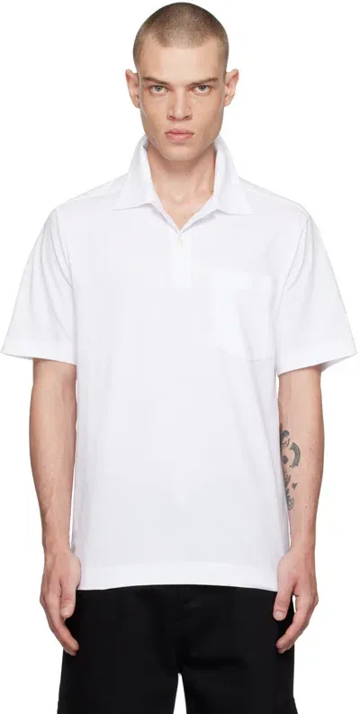 Dries Van Noten White Spread Collar Polo In 1 White