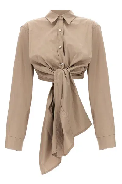 Dries Van Noten 'calbero' Tie-front Open Back Shirt In Cream