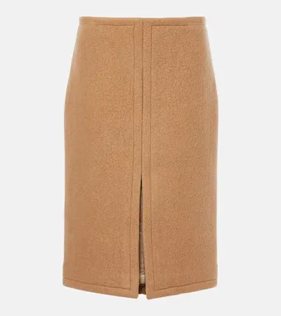 Dries Van Noten Wool Midi Skirt In 102 Camel