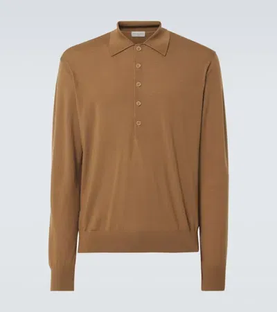 Dries Van Noten Wool Polo Shirt In Beige O Tan