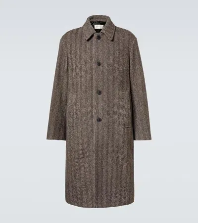 Dries Van Noten Wool Tweed Overcoat In Brown