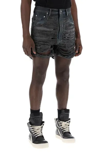 Drkshdw Geth Cut-off Distressed Shorts In Grey