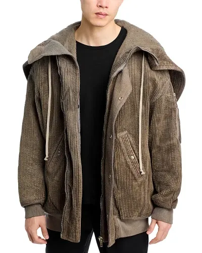 Drkshdw Rick Owens Hooded Padded Bomber Jacket In Dust