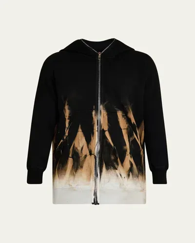 Drkshdw Rick Owens Men's Flame Terry Zip Hoodie In Black/terra