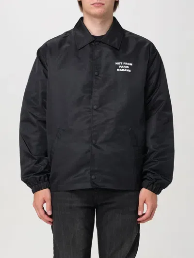 Drôle De Monsieur Pile Lining Windbreaker With Slogan In Black