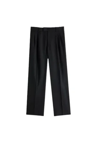 Drôle De Monsieur Logo Embroidered Pleated Trousers In Black