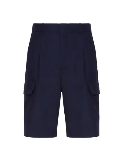 Drôle De Monsieur Cotton Blend Cargo Shorts In Navy