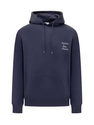 Drôle De Monsieur Slogan Embroidered Hoodie In Navy