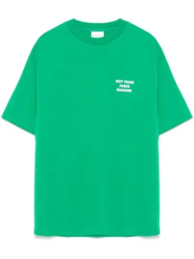 Drôle De Monsieur Slogan-print T-shirt In Green