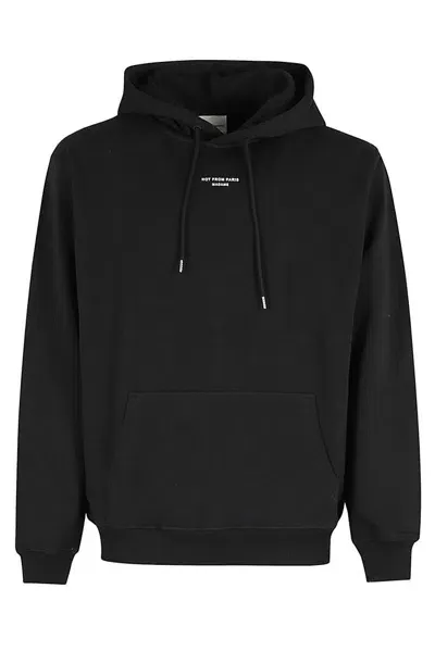 Drôle De Monsieur Slogan Printed Drawstring Hoodie In Black